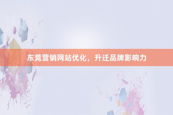 东莞营销网站优化，升迁品牌影响力